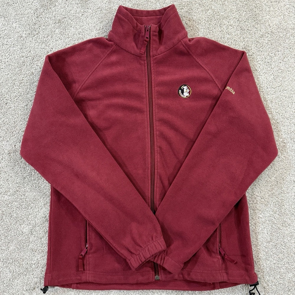 Columbia Fleece Full‎ Zip Jacket L Red Seminoles Logo Stretch Warm Layer